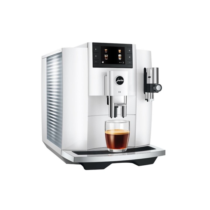 Jura E8 (EC) Piano White Espressomaskine Inkl. Tilbehør, Pleje & 3kg Super Crema