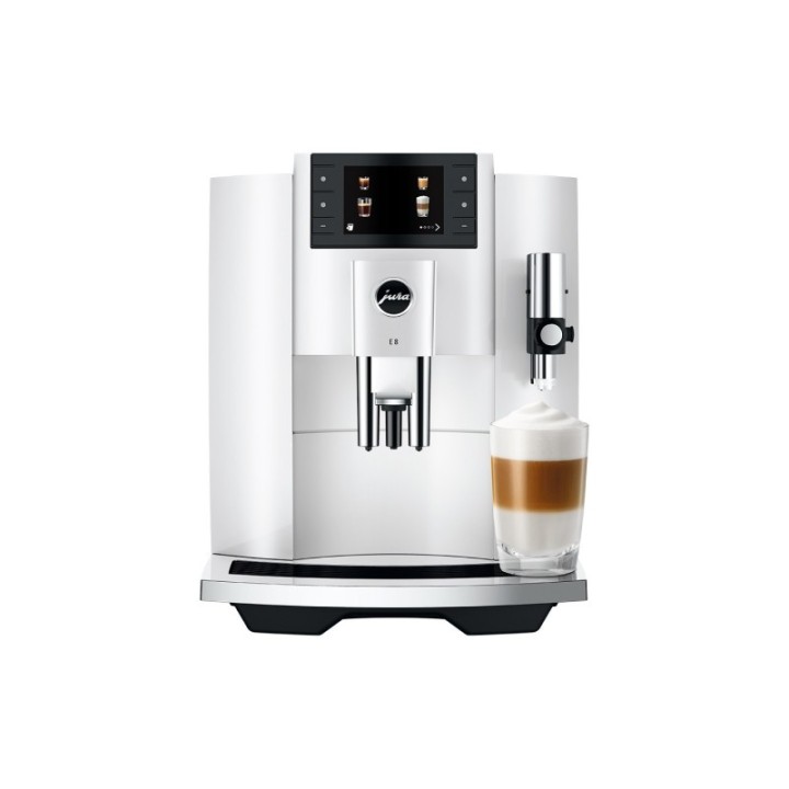 Jura E8 (EC) Piano White Espressomaskine Inkl. Tilbehør, Pleje & 3kg Super Crema