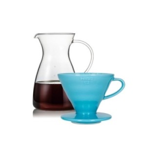 Hario Filterbryg Sæt Inkl. V60-02 Keramik Dripper 2 Kop & Glaskande 0,4 L