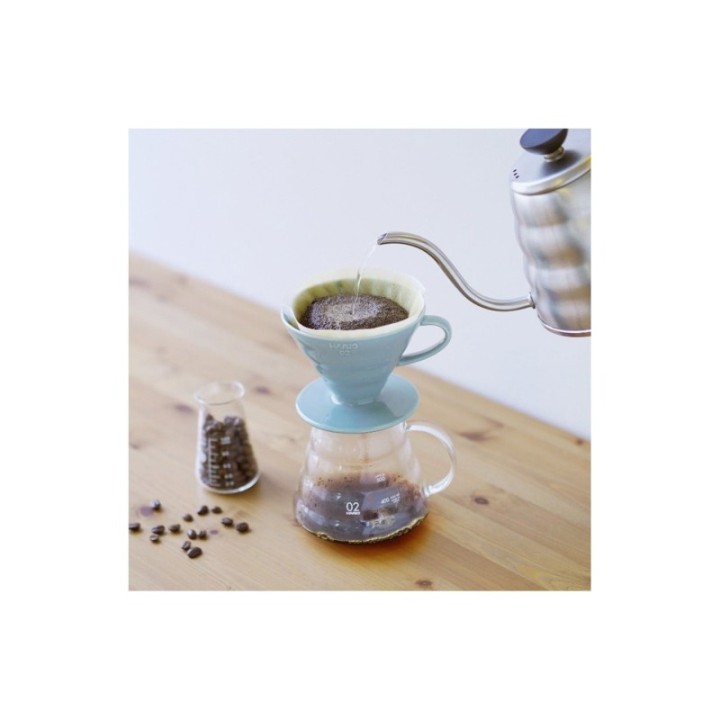 Hario Filterbryg Sæt Inkl. V60-02 Keramik Dripper 2 Kop, Glaskande 0,4 L & Kedel