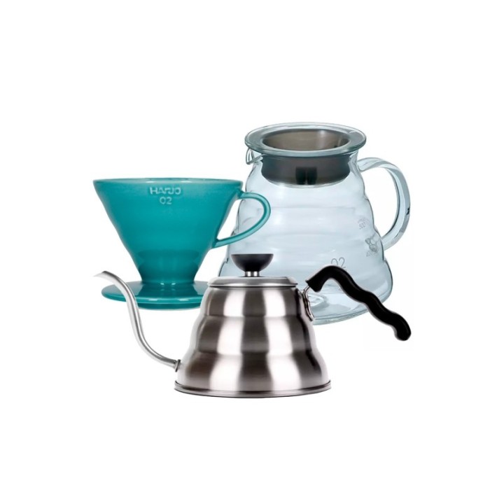 Hario Filterbryg Sæt Inkl. V60-02 Keramik Dripper 2 Kop, Server 0,6 L & Kedel