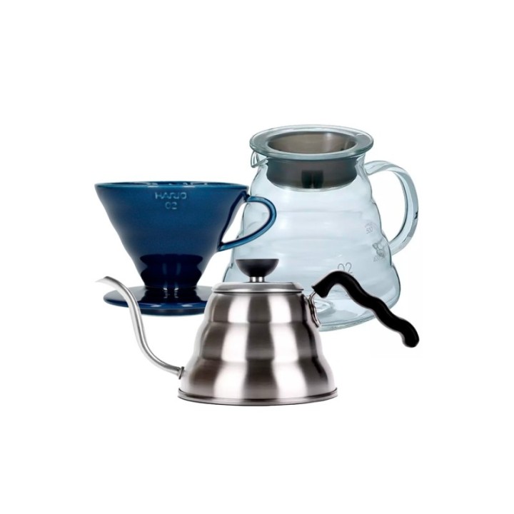 Hario Filterbryg Sæt Inkl. V60-02 Keramik Dripper 2 Kop, Server 0,6 L & Kedel