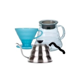 Hario Filterbryg Sæt Inkl. V60-02 Keramik Dripper 2 Kop, Server 0,6 L & Kedel