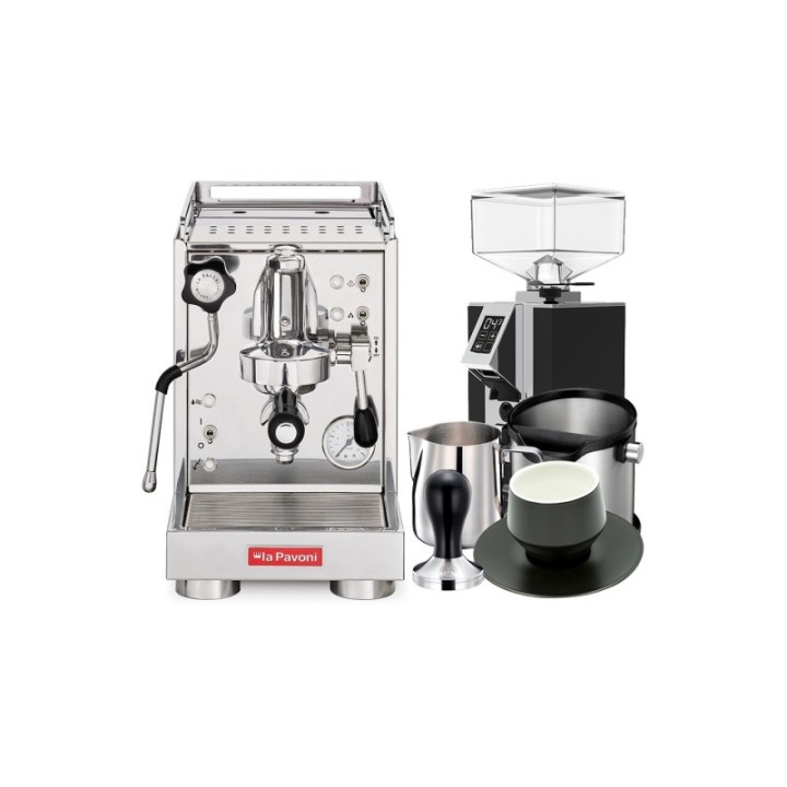 La Pavoni Mini Cellini LPSMCS01EU Inkl. Eureka Mignon Turbo Espressokværn, Baristaudstyr & Kopper