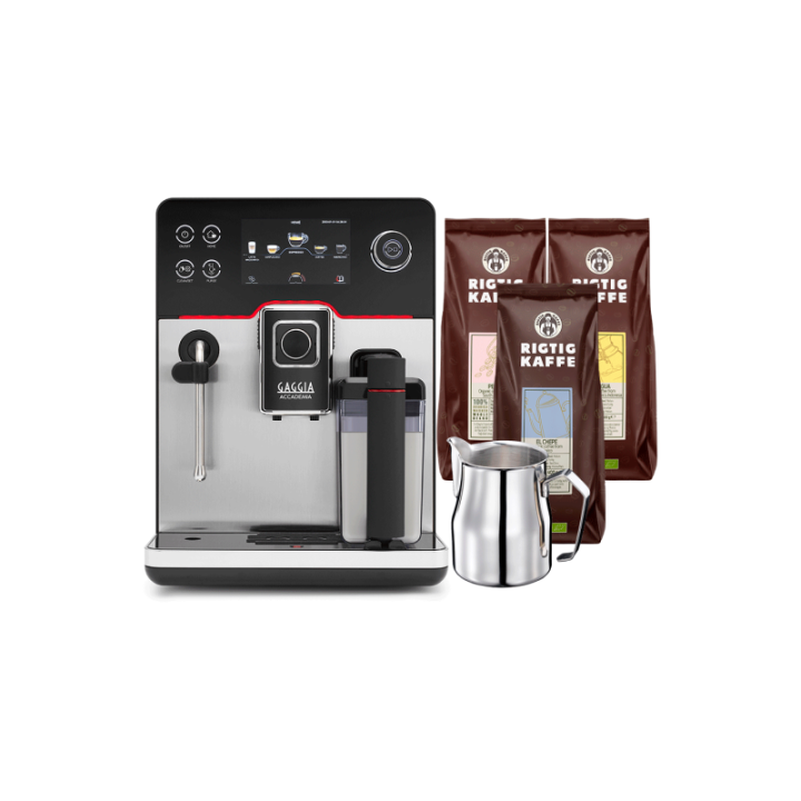 Gaggia Accademia Stål Espressomaskine Inkl. Mælkekande & 3x400g Rigtig Kaffe