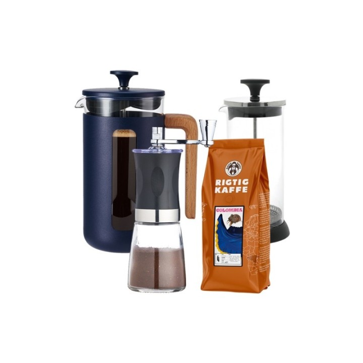 La Cafetière Pisa 8 Kop Stempelkande Inkl. Kværn, Mælkeskummer & Kaffe