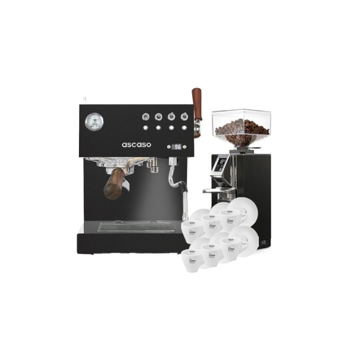 Ascaso Steel Duo Plus Black Espressomaskine Inkl. Eureka Espressokværn & Cappuccinokopper