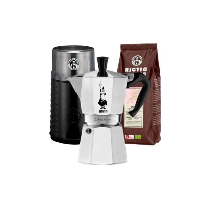 Bialetti Moka Express Espressokande Inkl. Kaffemølle & kaffebønner