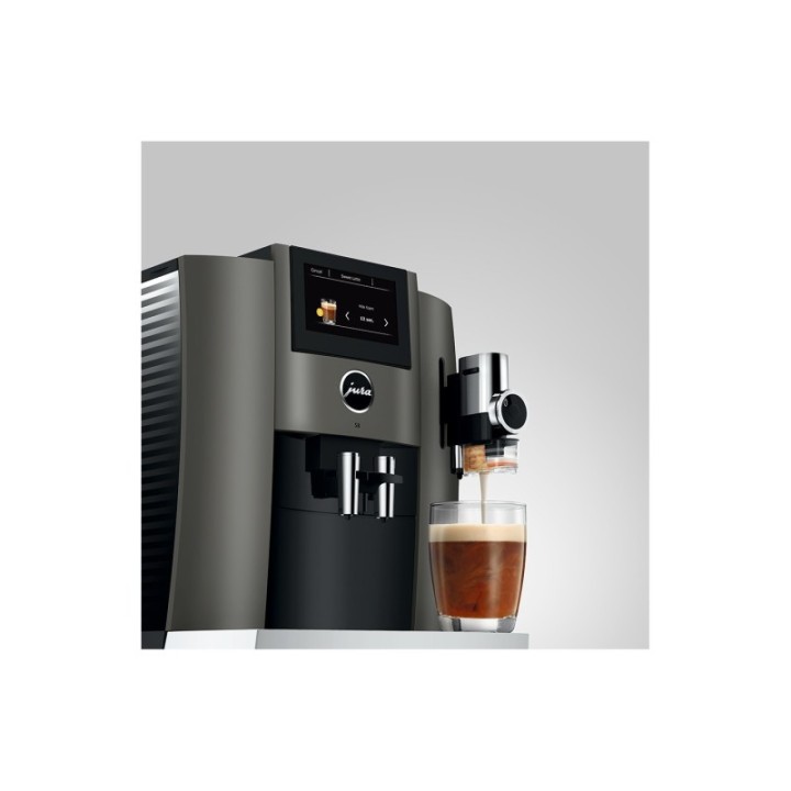 Jura S8 (EB) Dark Inox Espressomaskine Inkl. Startpakke DK sprog, Mælkebeholder, 6kg Rigtig Kaffe & Pleje
