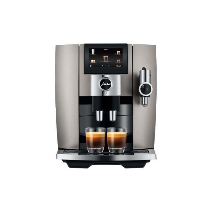 Jura J8 (EA) Midnight Silver Espressomaskine Inkl. Startpakke DK sprog, Mælkebeholder, 3kg Rigtig Kaffe & Pleje
