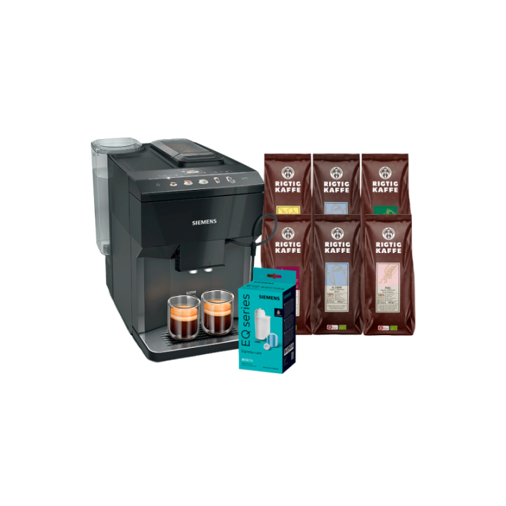 Siemens TP511R09 EQ500 Inkl. Plejepakke & 6x400g Rigtig Kaffe Organic