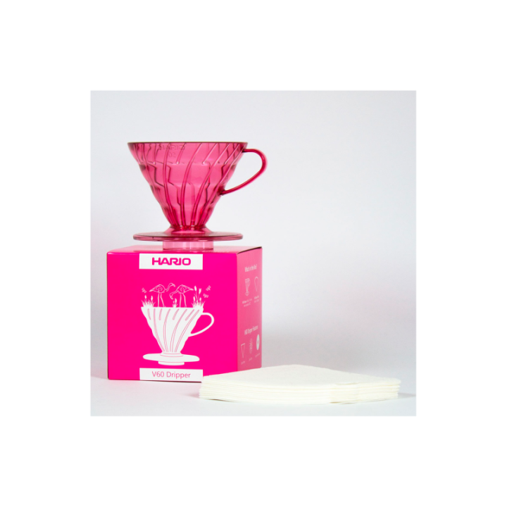 Hario V60 Filterbryg Sæt Pink Inkl. Range Server, Dripper & Filtre