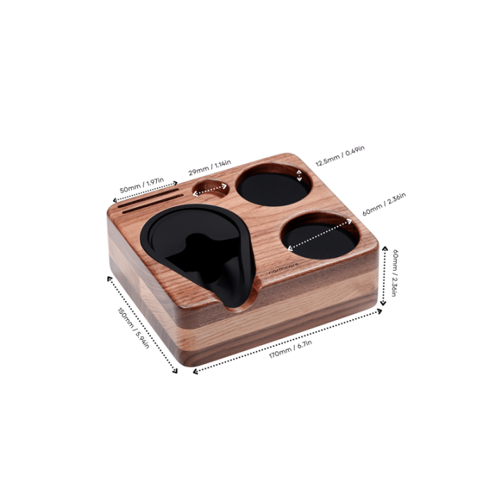 Normcore Kompakt Tamper Station Valnøddetræ 58 mm