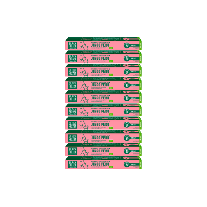 Black Coffee Roasters Lungo Peru Kaffekapsler Øko 10 x 10 stk