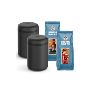 Fellow Atmos Vakuum Kaffebeholder Sort 1,2 L 2 stk Inkl. 2x500g Rigtig Kaffe Espresso & Espresso Latte