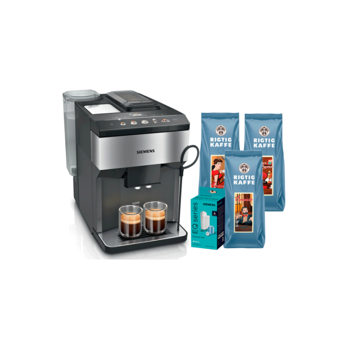 Siemens TP517R03 EQ500 Inkl. Plejepakke & 1,5kg Rigtig Kaffe