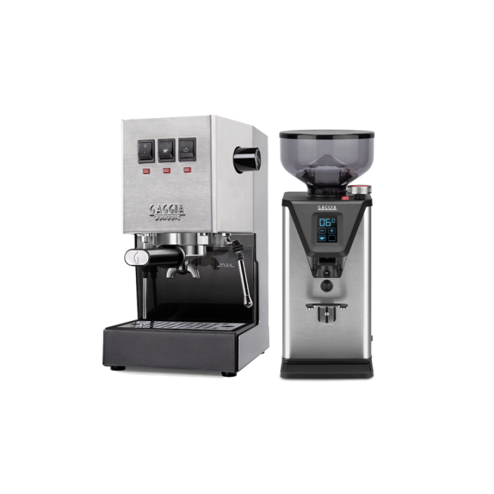 Gaggia Classic E24 Stål Espressomaskine Inkl. Gaggia MDF 55 Chrome Espressokværn
