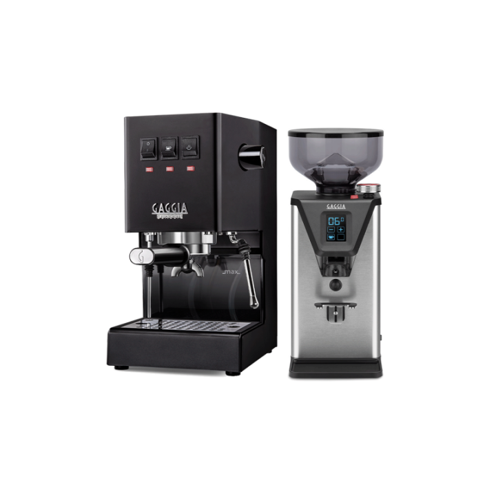 Gaggia Classic E24 Sort Espressomaskine Inkl. Gaggia MDF 55 Chrome Espressokværn