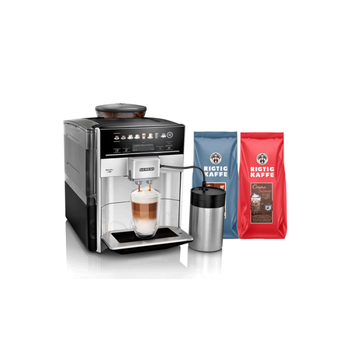 Siemens TE653M11RW EQ6 Plus s300 Espressomaskine Inkl. Mælkebeholder & 2 kg Rigtig Kaffe Hele kaffebønner
