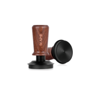 IKAPE V3 Kalibreret Tamper med Fjeder, Riller & Titaniumsbelægning 58 mm Valnød