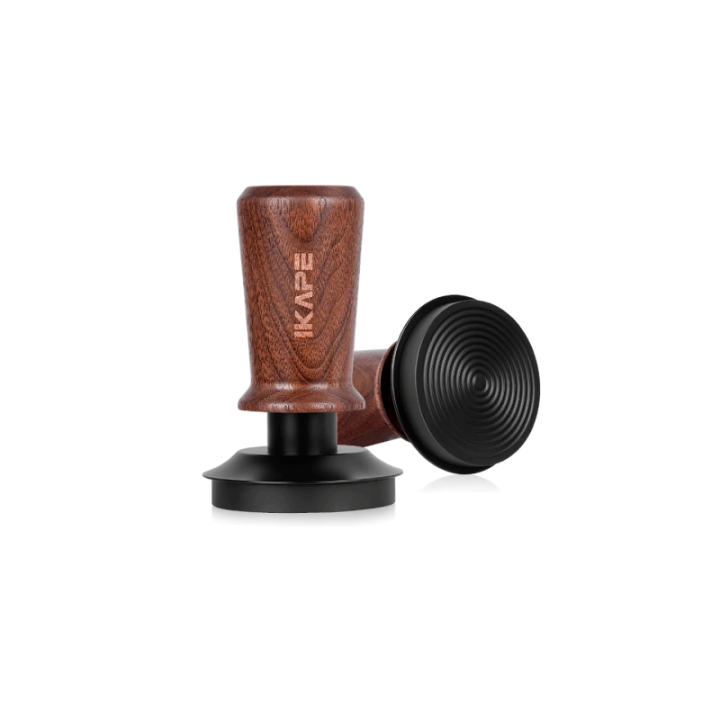 IKAPE V3 Kalibreret Tamper med Fjeder, Riller & Titaniumsbelægning 58 mm Valnød