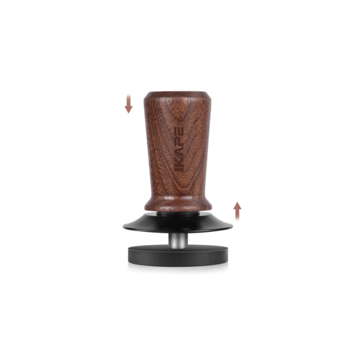 IKAPE V3 Kalibreret Tamper med Fjeder, Riller & Titaniumsbelægning 58 mm Valnød