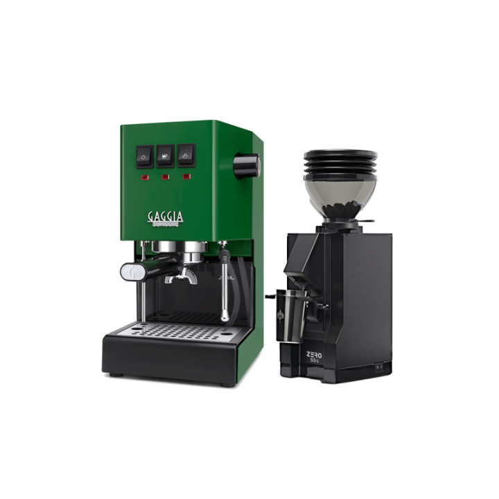 Gaggia Classic E24 Jungle Green Espressomaskine Inkl. Eureka Mignon Zero 55s Mat Sort Espressokværn