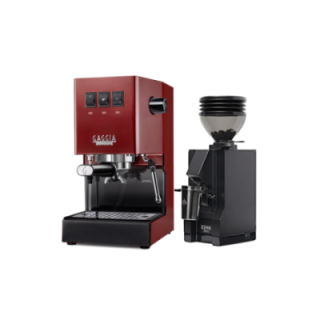 Gaggia Classic E24 Rød Espressomaskine Inkl. Eureka Mignon Zero 55s Mat Sort Espressokværn
