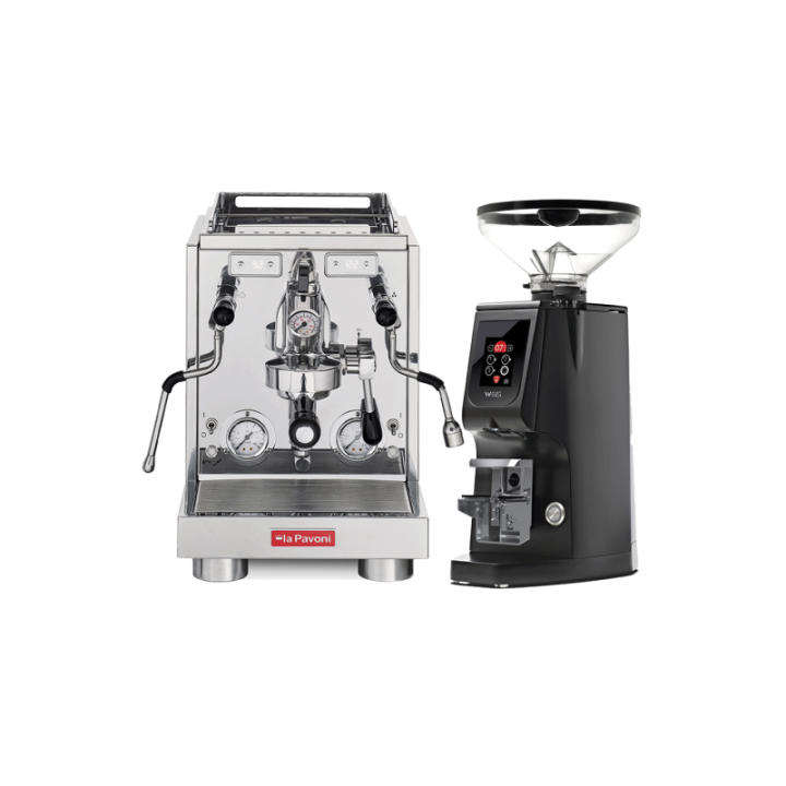 La Pavoni New Botticelli Specialty LPSBSS03NO Espressomaskine Inkl. Eureka Atom W 65 Casa Mat Sort Espressokværn