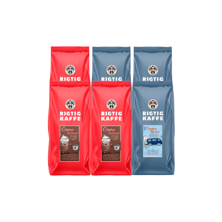 Rigtig Kaffe Crema Intenso & Dolce Crema 6kg Hele kaffebønner