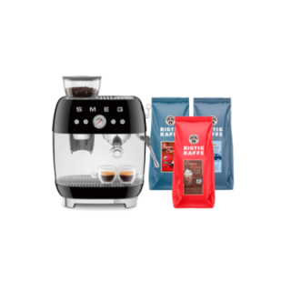 Smeg EGF03BLEU Manuel espressomaskine Inkl. Kværn Sort & Rigtig Kaffe Bestseller Mixpakke 3kg Hele kaffebønner