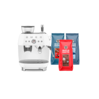 Smeg EGF03WHEU Manuel espressomaskine Inkl. Kværn Hvid & Rigtig Kaffe Bestseller Mixpakke 3kg Hele kaffebønner