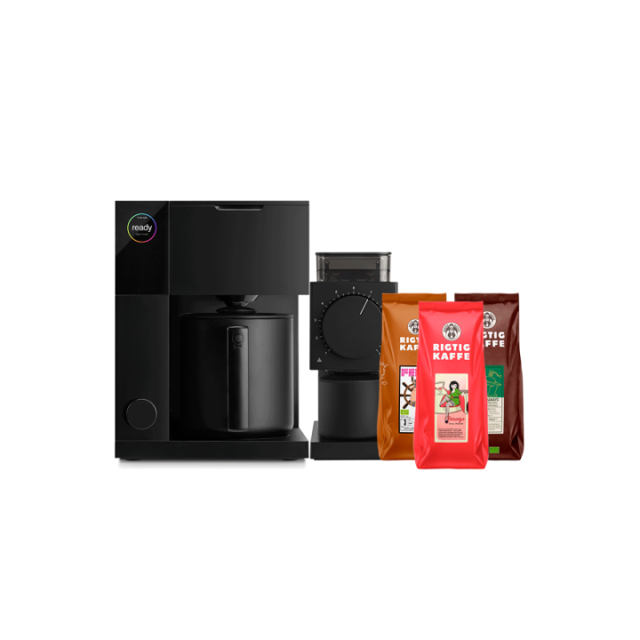 Fellow Aiden Filter Kaffemaskine Sort Inkl. Fellow Ode Brew Elektrisk Kaffekværn Gen. 2 & 1,3 kg Rigtig Kaffe Hele kaffebønner