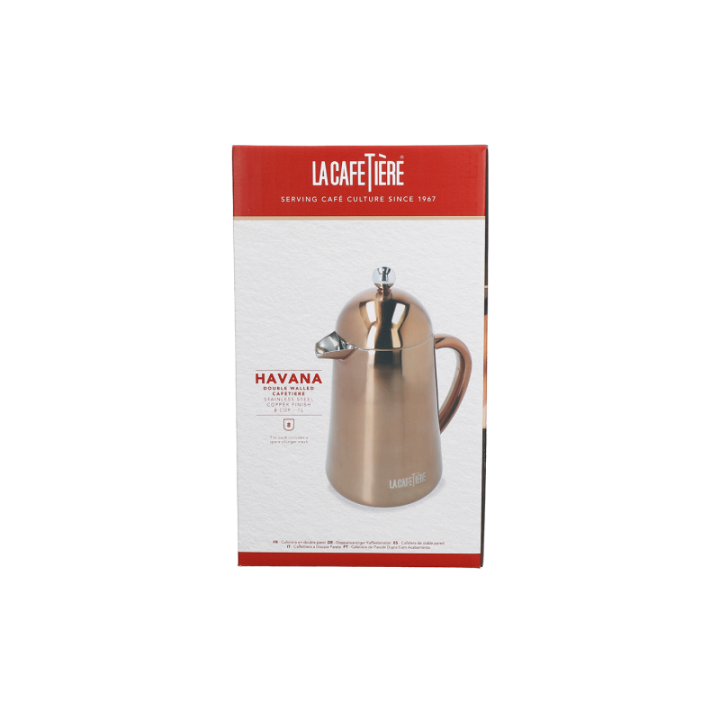 La Cafetière Havana 8 Kop. Stempelkande Kobber Inkl. La Cafetière Krus 30 cl 2 Stk Kobber
