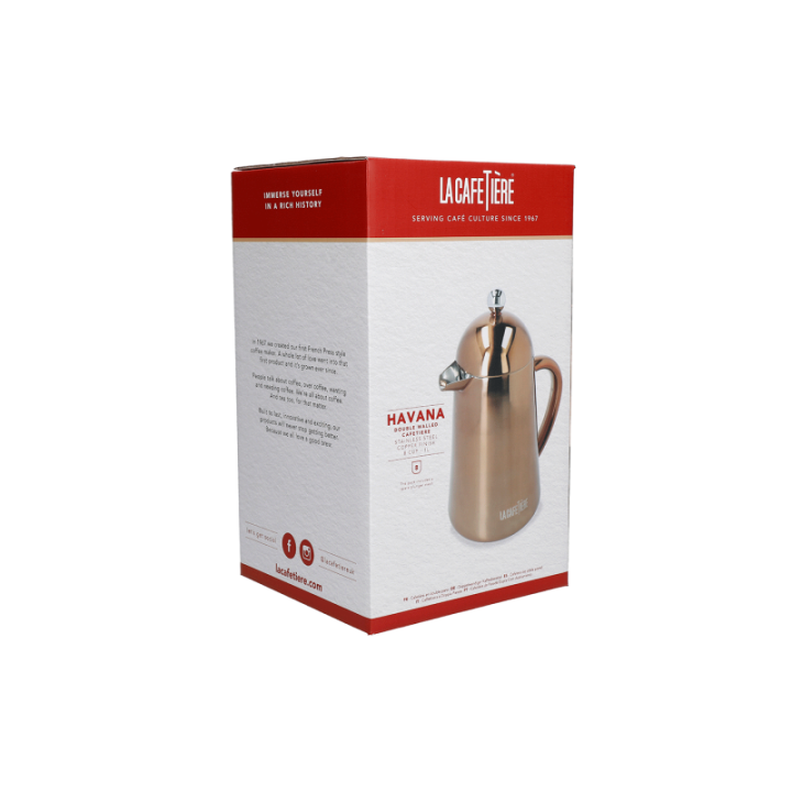 La Cafetière Havana 8 Kop. Stempelkande Kobber Inkl. La Cafetière Krus 30 cl 2 Stk Kobber