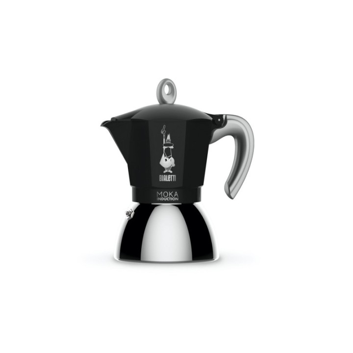 Bialetti Moka Induktion 6 Kop. Espressokande Sort Inkl. Club House Tulipano Espresso m. Underkop Mat Brun 7 cl 2 Stk