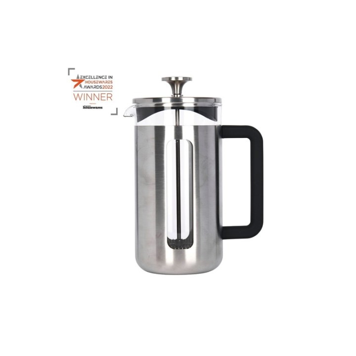 La Cafetière Pisa 8 Kop. Stempelkande Rustfrit Stål Inkl. House of Barista Elektrisk Kaffemølle & 400g Rigtig Kaffe