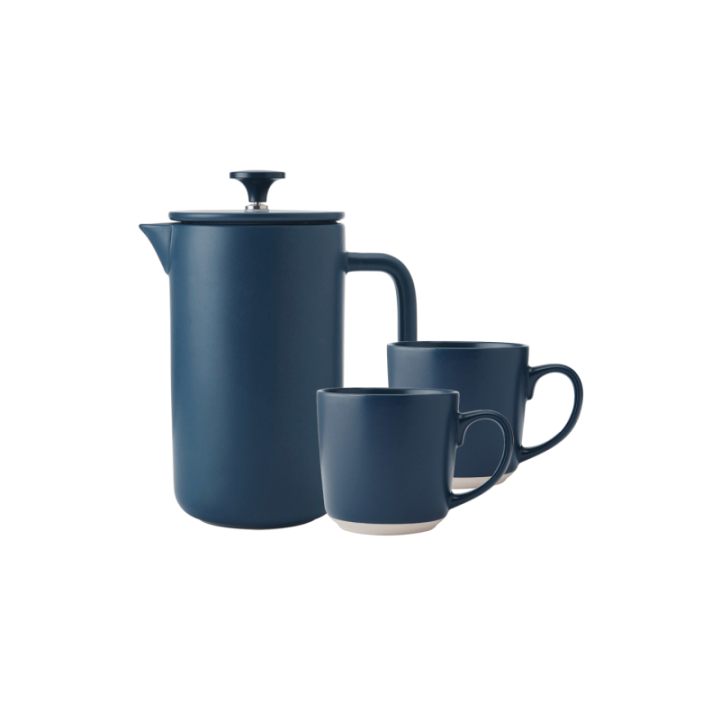 La Cafetière Arezzo 8 Kop. Stempelkande Navy Inkl. Krus 35 cl 2 Stk Navy