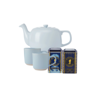 La Cafetière 1,2 L Tebrygger Inkl. Krus 35 cl 2 Stk Himmelblå & Østerlandsk Thehus Pyramidetebreve 24 stk