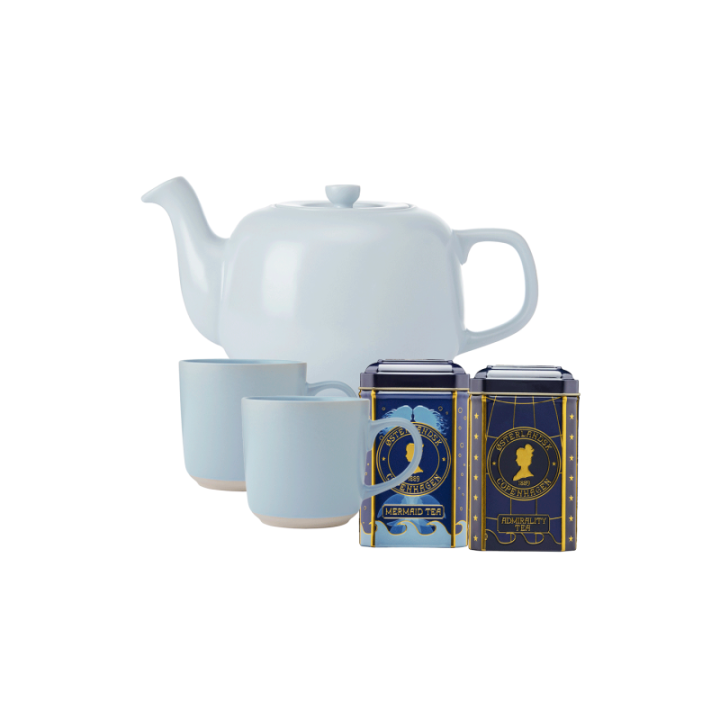 La Cafetière 1,2 L Tebrygger Inkl. Krus 35 cl 2 Stk Himmelblå & Østerlandsk Thehus Pyramidetebreve 24 stk