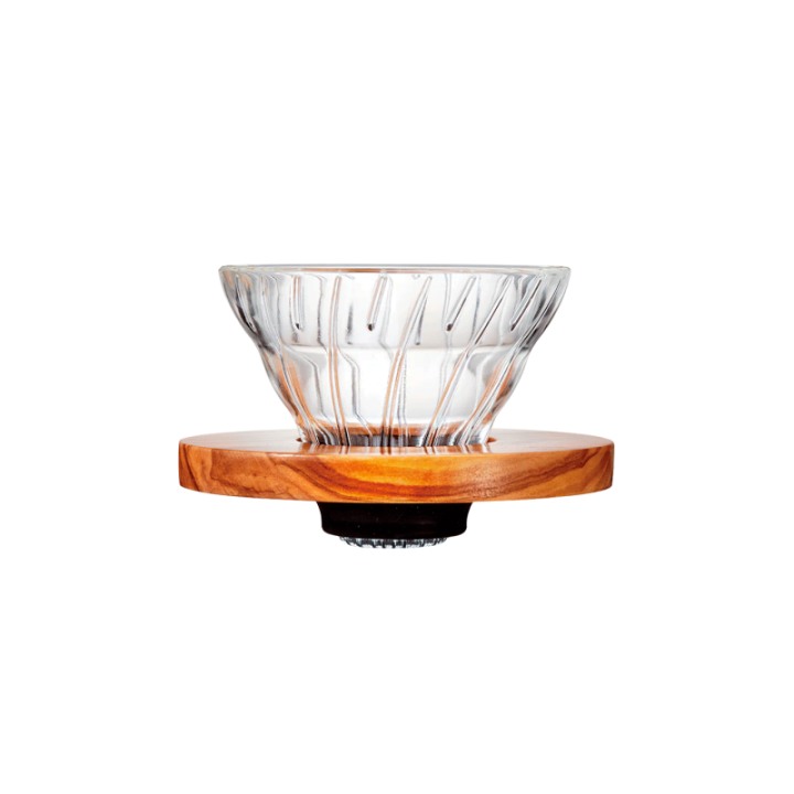 Hario V60-02 Glas Dripper Oliventræ 2 Kop.